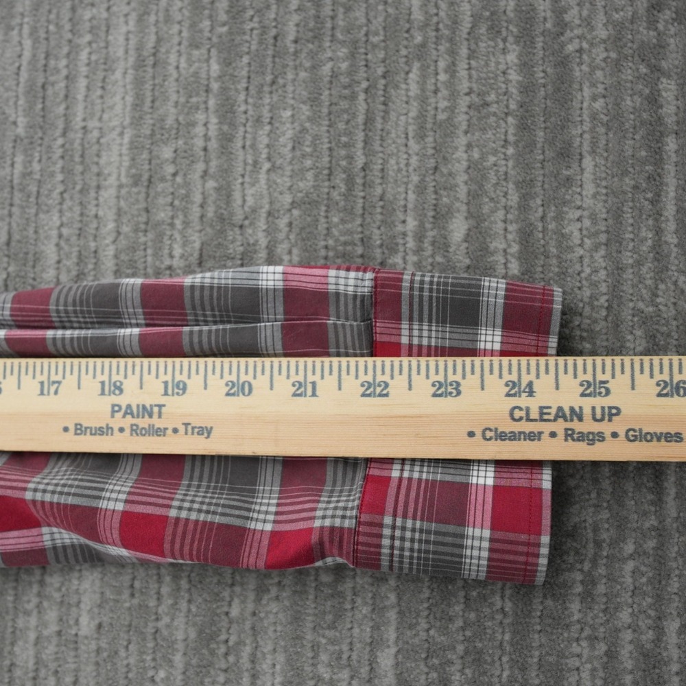 Banana Republic Shirt Men Plaid Button Up Red Gray Long Sleeve Stretch Slim L - Picture 8 of 9